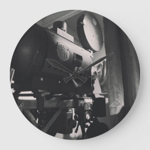 Reloj Redondo Grande Impresión fotográfica de cámara de cine antigua