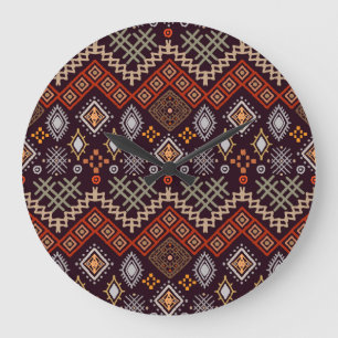 Reloj Redondo Grande Impresión geométrica del Boho de arte tribal