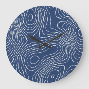 Reloj Redondo Grande Impresión orgánica topográfica de la línea terrest