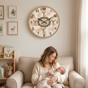 Reloj Redondo Grande Impresión personalizada de Bambi para la guardería