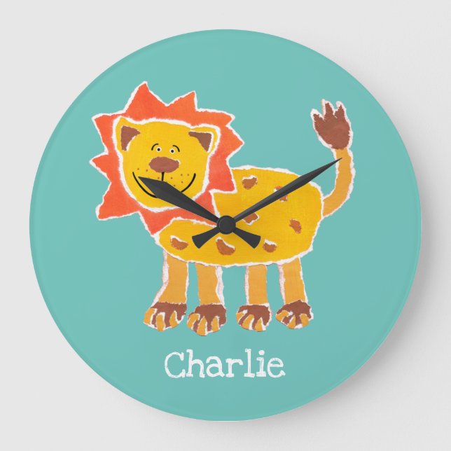 Reloj Redondo Grande Impresión personalizada de la colección de leones (Anverso)