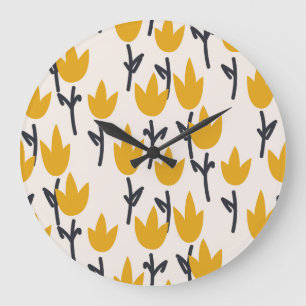 Reloj Redondo Grande Impresión simple de la tela de la flor de tulipán