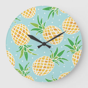 Reloj Redondo Grande Impresión tropical de patrón de piña sin soldadura
