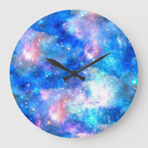 Reloj Redondo Grande Impresión unicornio de galaxia nocturna