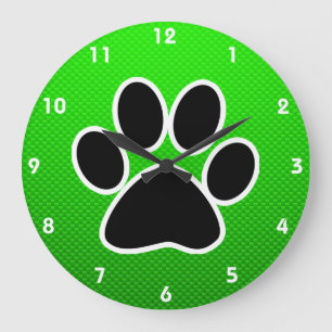 Reloj Redondo Grande Impresión verde de la pata
