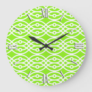 Reloj Redondo Grande Impresión, verde lima y blanco del kimono
