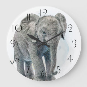 Reloj Redondo Grande Impresionante bebé elefante ternera