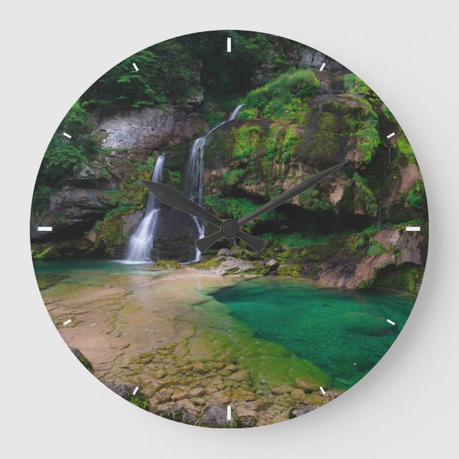 Reloj Redondo Grande Impresionante cascada Virje, Poster de Eslovenia (Anverso)