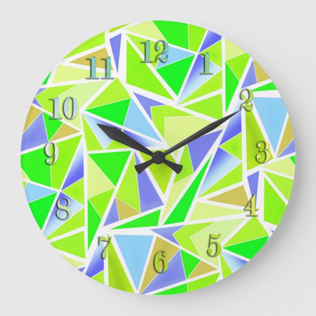 Reloj Redondo Grande Impresionante forma abstracta y geométrica moderna (Anverso)