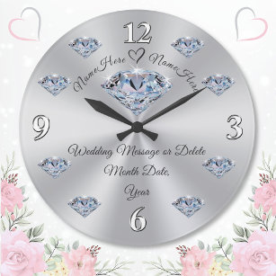 Reloj Redondo Grande Impresionante regalo de matrimonio personalizado, 