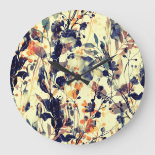 Reloj Redondo Grande Impresiones de la Naturaleza: Floral deja sin inco