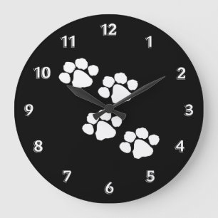 Reloj Redondo Grande Impresiones de la pata de los mascotas