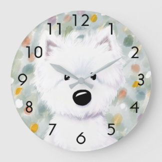 Reloj Redondo Grande Impresiones kiniArt Fluffy Westie