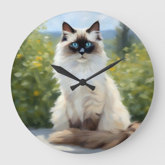 Reloj Redondo Grande Impresionista Serenity The Ragdoll (Anverso)