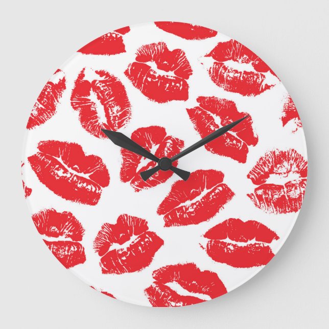 Reloj Redondo Grande Imprint Kiss Red Lips: Vieja sin Marea (Anverso)