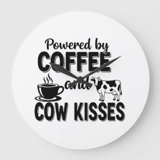 Reloj Redondo Grande Impulsado por café y besos de vaca