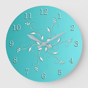 Reloj Redondo Grande Increíble acento blanco Aqua y números