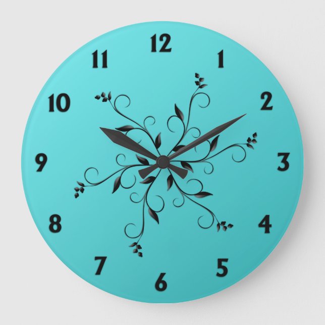 Reloj Redondo Grande Increíble Aqua Blue Numbers and Accents (Anverso)