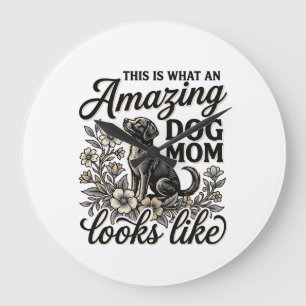 Reloj Redondo Grande Increíble diseño floral vintage para mamá de perro