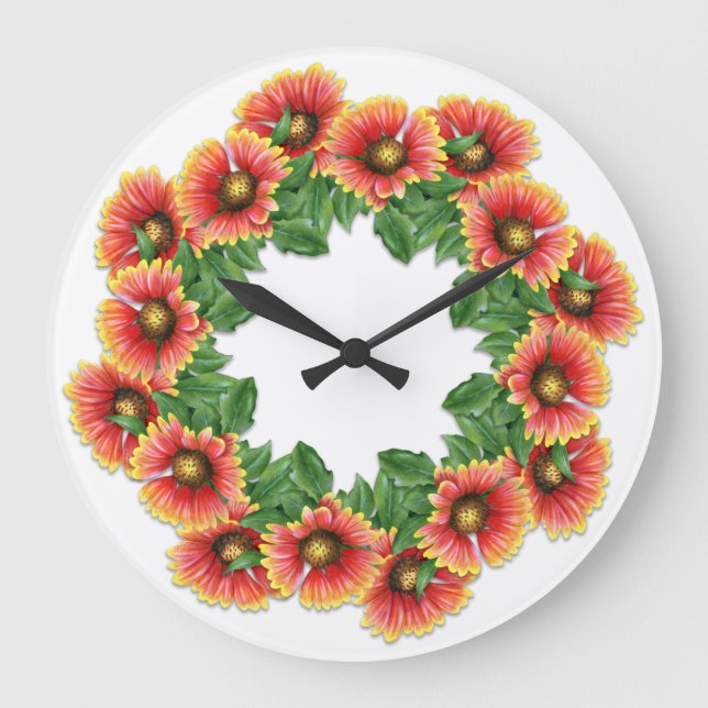 Reloj Redondo Grande Indian Blanketflower Wall Clock (Anverso)