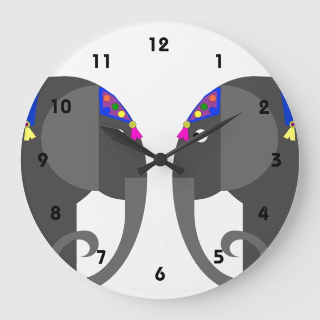 Reloj Redondo Grande Indian Elephant Clock (Anverso)