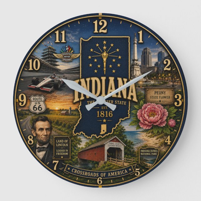 Reloj Redondo Grande Indiana Hoosier State (Anverso)