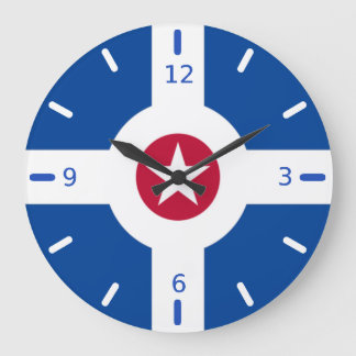 Reloj Redondo Grande Indianapolis (Indiana) flag Large Clock