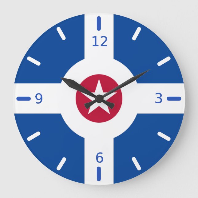 Reloj Redondo Grande Indianapolis (Indiana) flag Large Clock (Anverso)