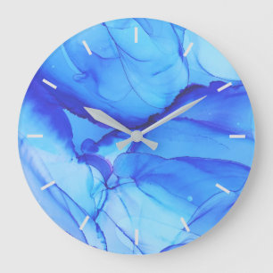 Reloj Redondo Grande Índigo azul abstracto sin números grande reloj