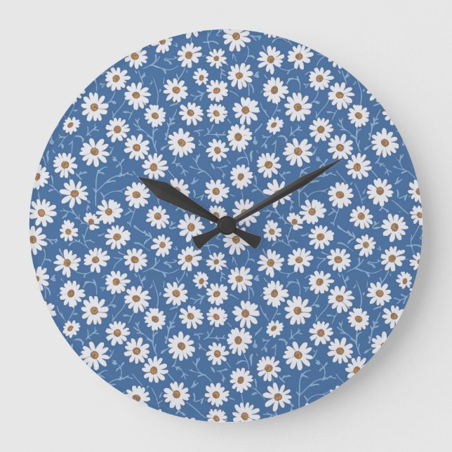 Reloj Redondo Grande Indigo Dream Daisies (Anverso)