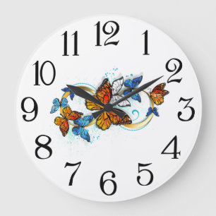 Reloj Redondo Grande Infinidad de Mariposas Monarca