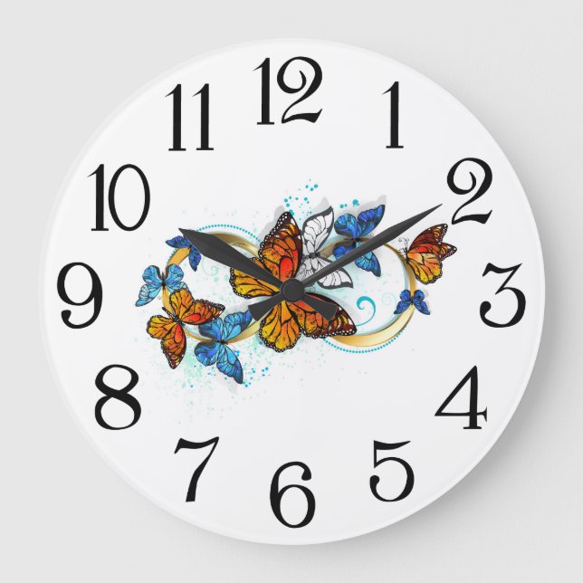 Reloj Redondo Grande Infinidad de Mariposas Monarca (Anverso)