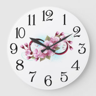 Reloj Redondo Grande Infinito con las flores de flores de Sakura Blosso