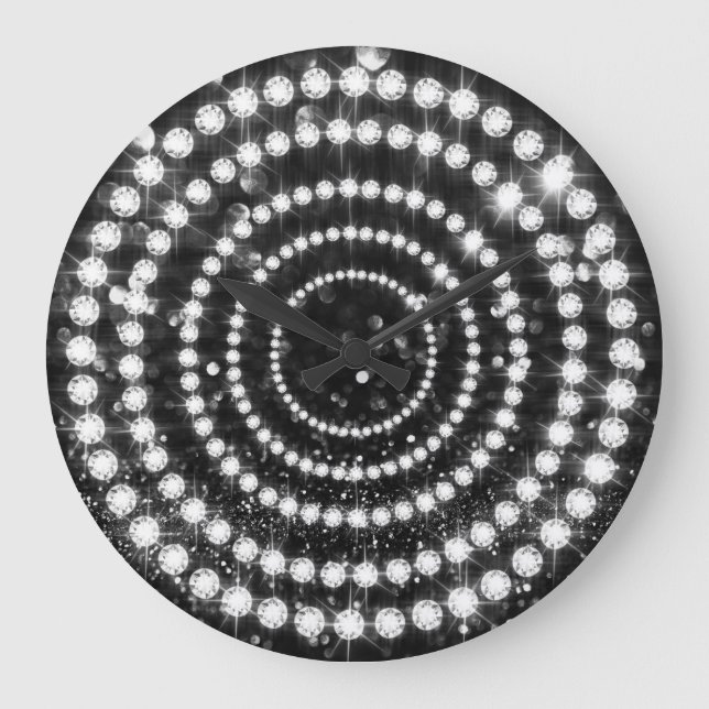 Reloj Redondo Grande Infinito de plata negro mínimo Gemmes del diamante (Anverso)