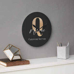 Reloj Redondo Grande Inicial Q y nombre personalizados con monograma mo
