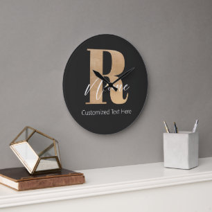 Reloj Redondo Grande Inicial R y nombre personalizados con monograma mo