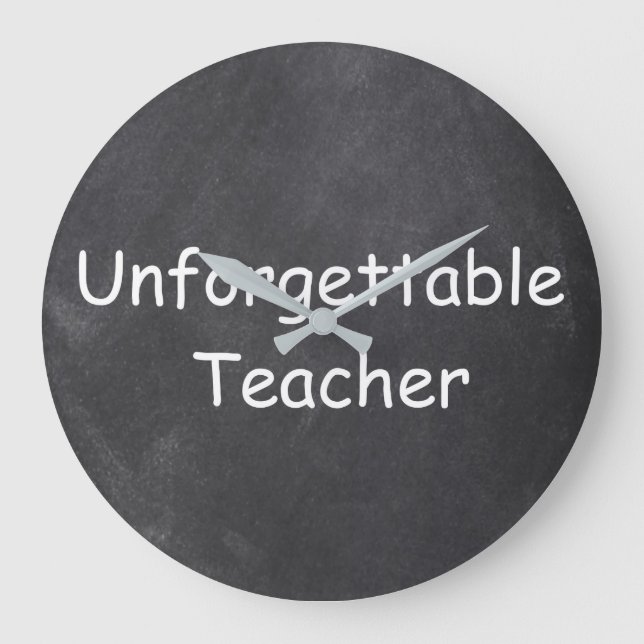 Reloj Redondo Grande Inolvidable Teacher Chalkboard Design Gift Idea (Anverso)