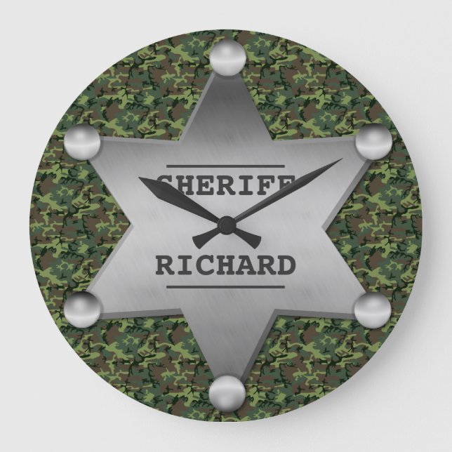 Reloj Redondo Grande Insignia conocida del camuflaje del sheriff verde (Anverso)