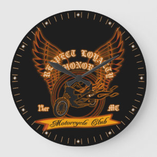 Reloj Redondo Grande Insignia del club de motocicleta