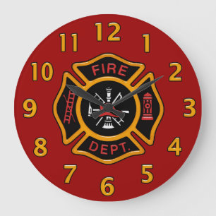 Reloj Redondo Grande Insignia del Departamento de Bomberos