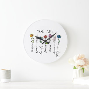 Reloj Redondo Grande Inspiración de versículos bíblicos Flor silvestre