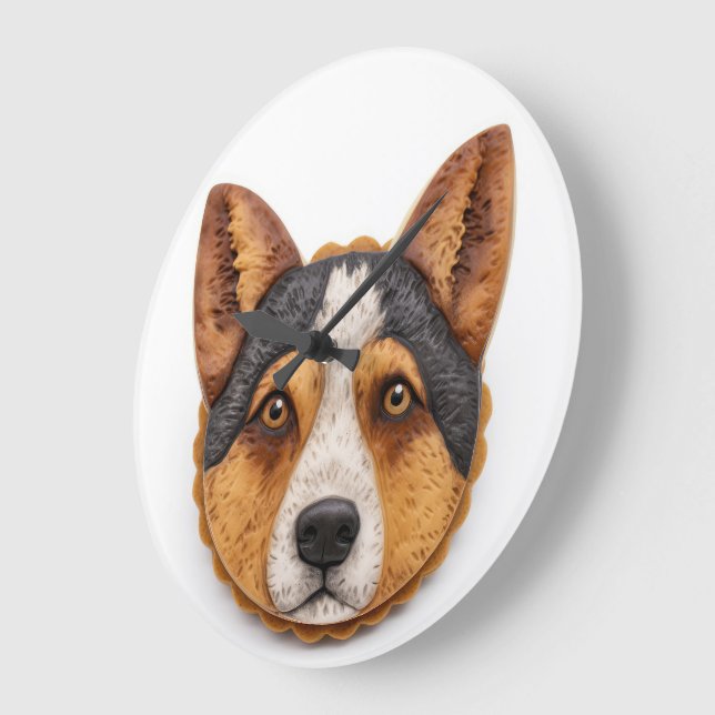 Reloj Redondo Grande Inspiración en 3D del perro de ganado vacuno austr (Ángulo)