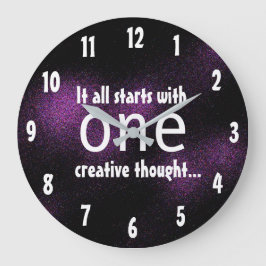Reloj Redondo Grande Inspirador Cita Creativo Diseño Púrpura Oscuro