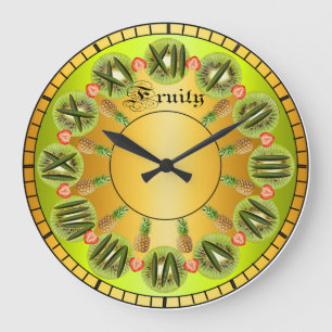Reloj Redondo Grande Inspiring Fruit Design Metallic Green Clock