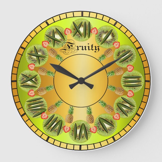 Reloj Redondo Grande Inspiring Fruit Design Metallic Green Clock (Anverso)