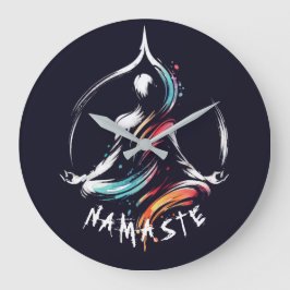 Reloj Redondo Grande Instructor de Yoga Lotus Meditation Pose Brushstro