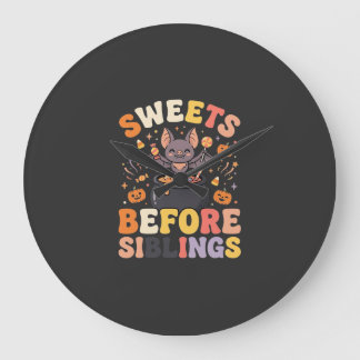 Reloj Redondo Grande Intercambio de Dulces de Halloween entre Hermanos