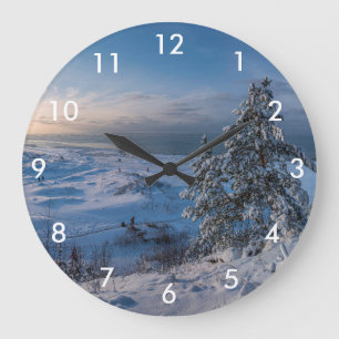 Reloj Redondo Grande Invierno de nieve Costa del Mar Báltico