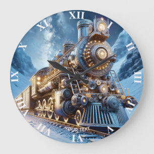 Reloj Redondo Grande Invierno del tren de vapor Fantasy