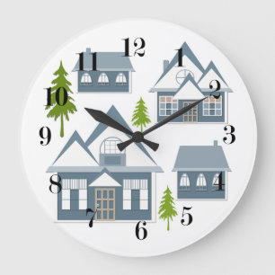 Reloj Redondo Grande Invierno incomparable Feliz Navidad paisaje hou gr